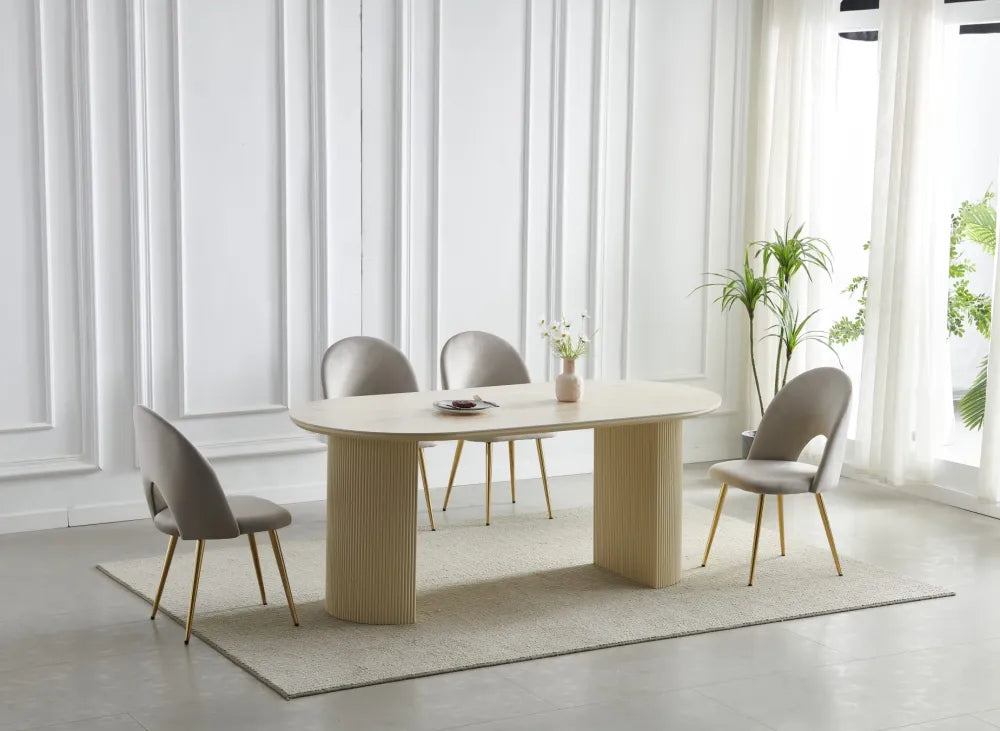 Table à manger CALYPSO ovale en céramique moderne 180 cm #couleur_travertin