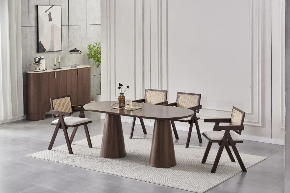Table à manger ICONE pieds Noyer plateau 180 cm 