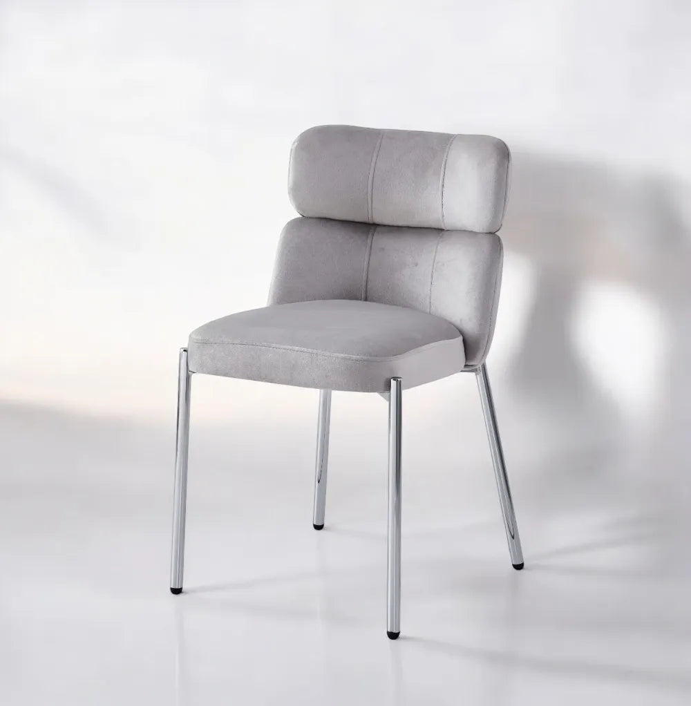 Lot de 4 chaises STEPHANY chrome velours #couleur_taupe
