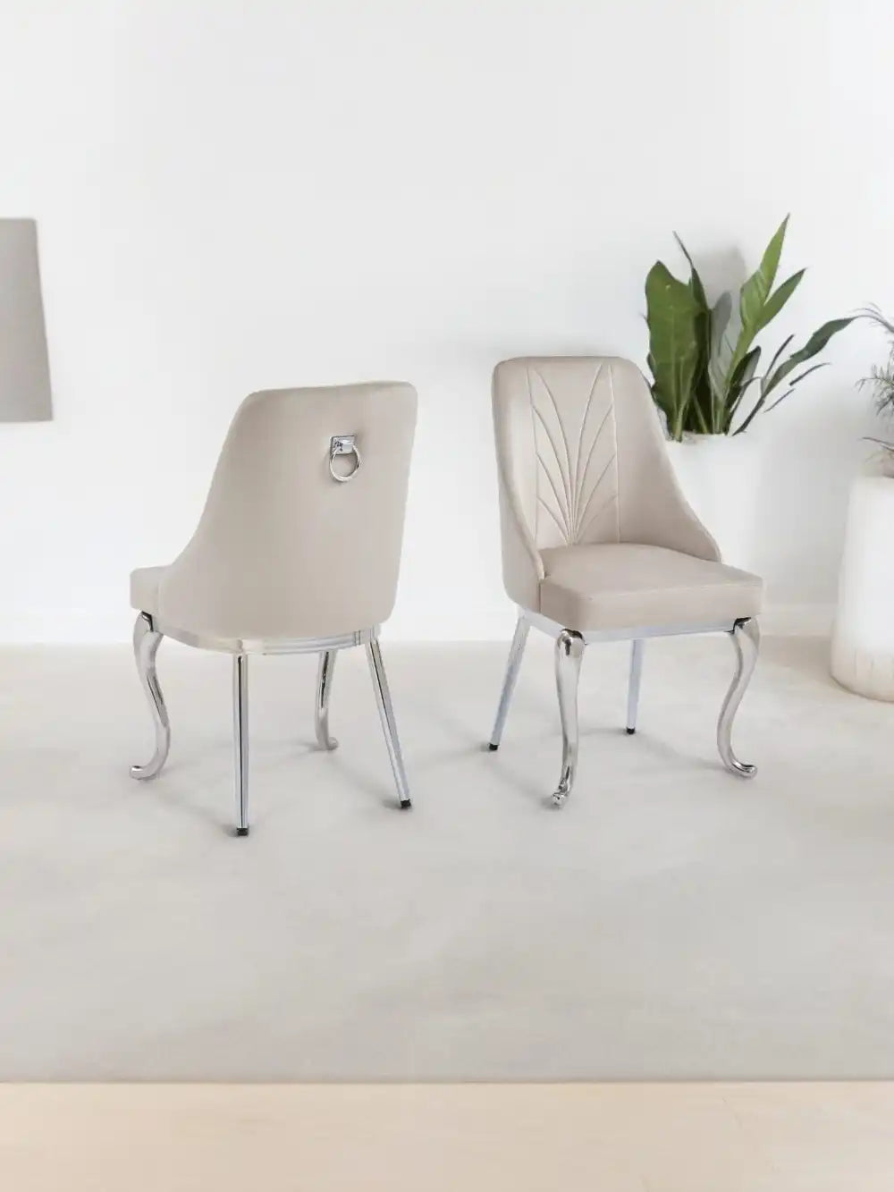 Lot de 2 chaises BAROKA pieds chrome velours #couleur_taupe
