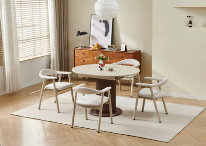 Table a manger SOFIA extensible plateau ceramique travertin 125-165 cm