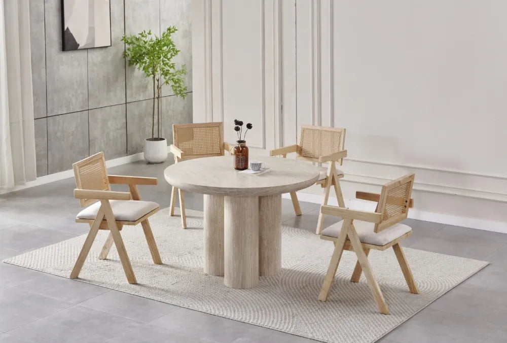Table a manger ronde MAYA travertin 110 cm