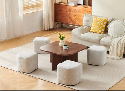 TABLE BASSE MARBELLA NOYER AVEC POUFS 80cm