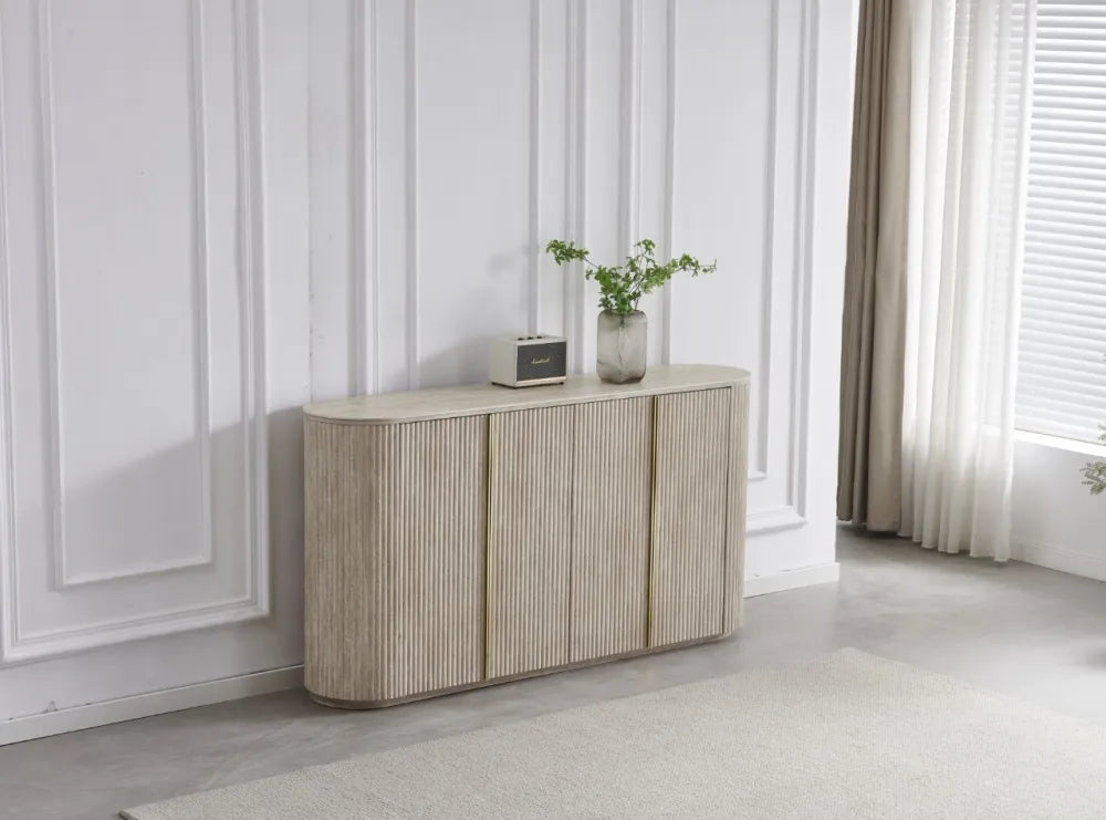 Buffet CALYPSO 4 portes plateau travertin céramique #couleur_travertin