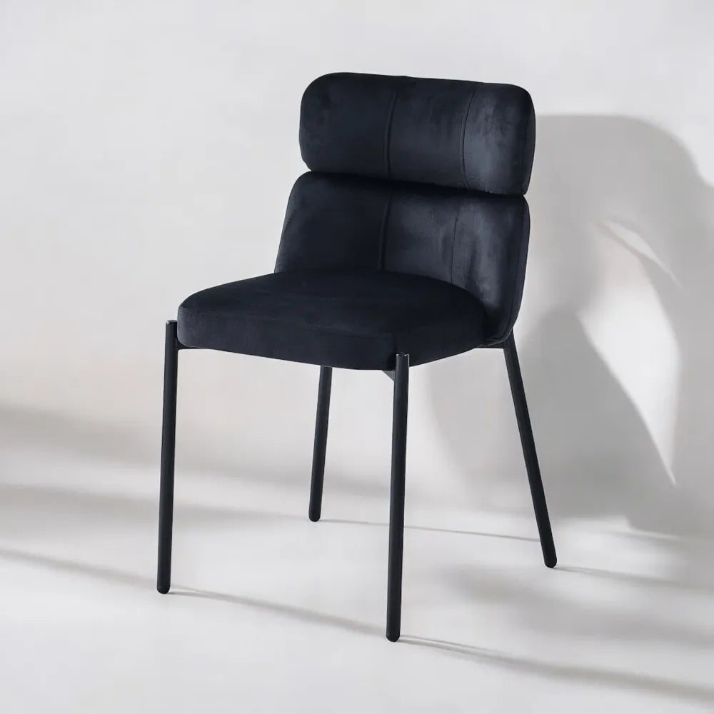 Lot de 4 chaises STEPHANY pieds noir velours #couleur_noir