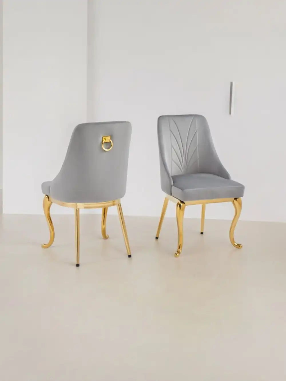 Lot de 2 chaises Baroka pieds gold velours #couleur_gris