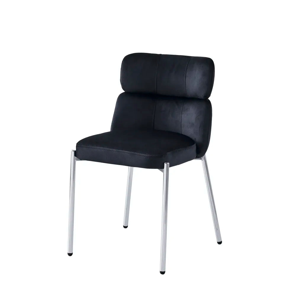 Lot de 4 chaises STEPHANY chrome velours #couleur_noir