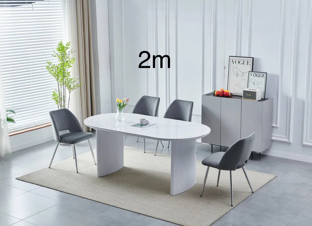 Table à manger JOSEPHINE en céramique 200 cm #couleur_marbre-blanc