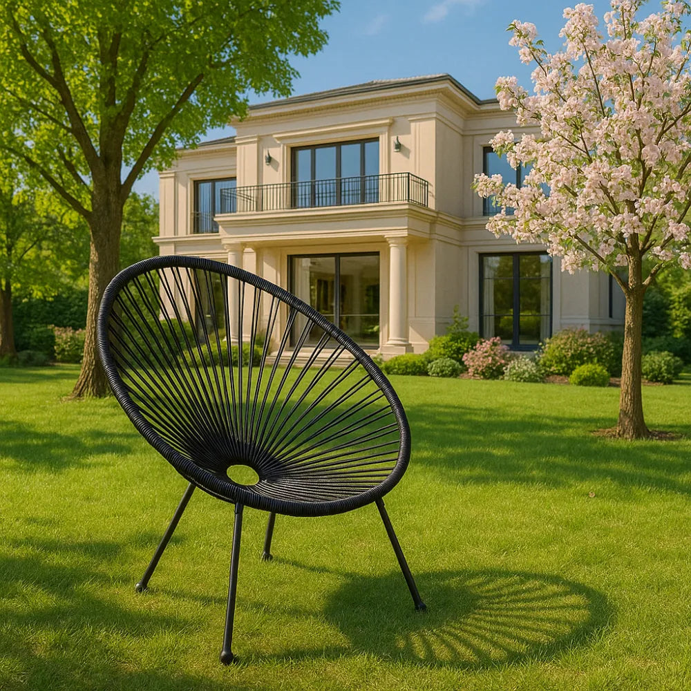 Fauteuil d'extérieur ACAPULCO résine et acier #couleur_noir