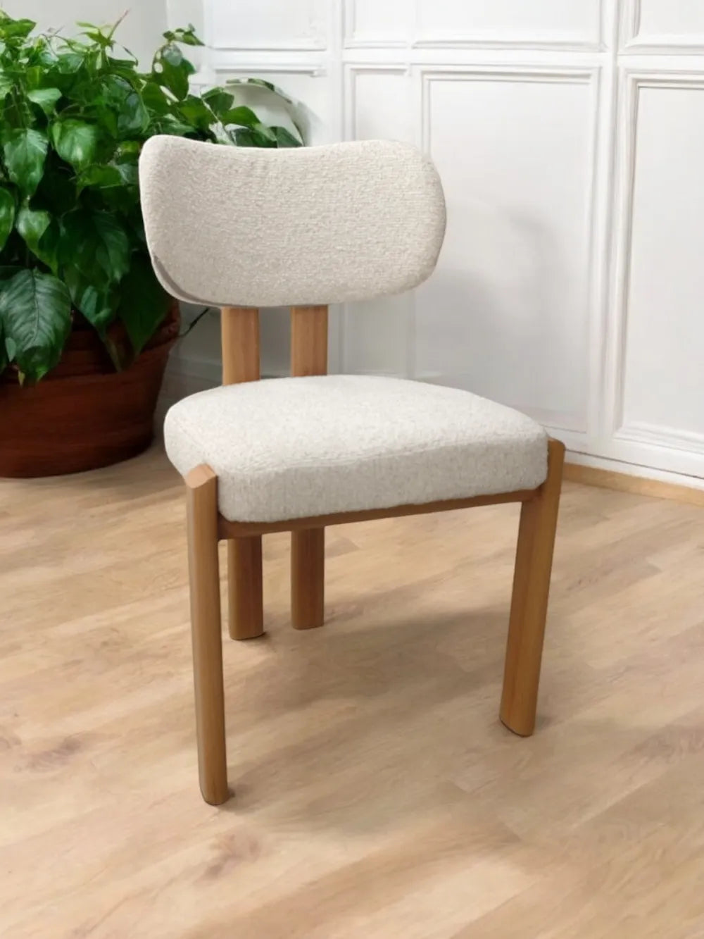 Lot de 4 chaises HERA pieds en bois noyer #couleur_noyer