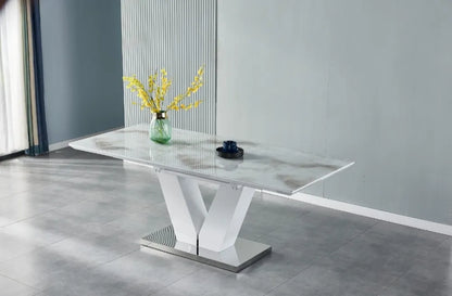 Table extensible VEL effet marbre beige 160-200 cm 