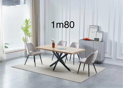 Table à manger JESSICA en bois pieds en métal noir 180 cm