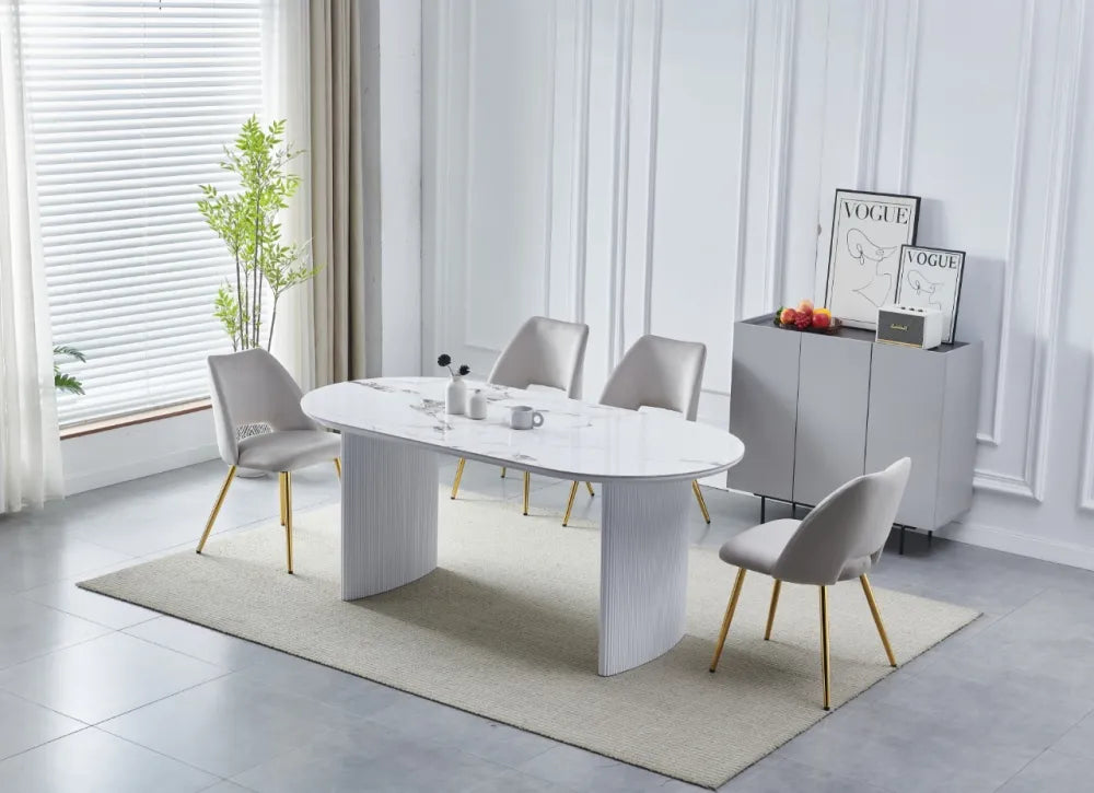 Table à manger JOSEPHINE en céramique 200 cm #couleur_marbre-blanc