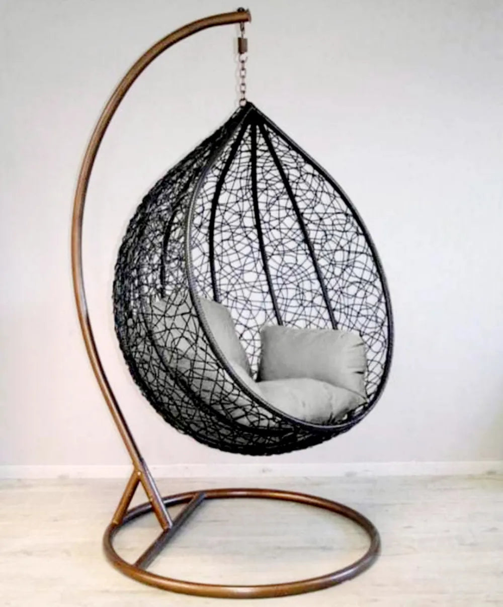 Fauteuil Balançoire Suspendu Œuf en Résine #couleur_noir