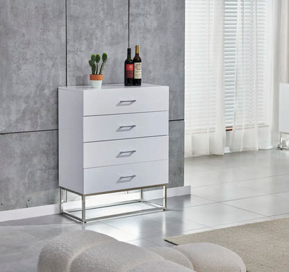 Commode 4 tiroirs ALYA laqué pieds chrome 
