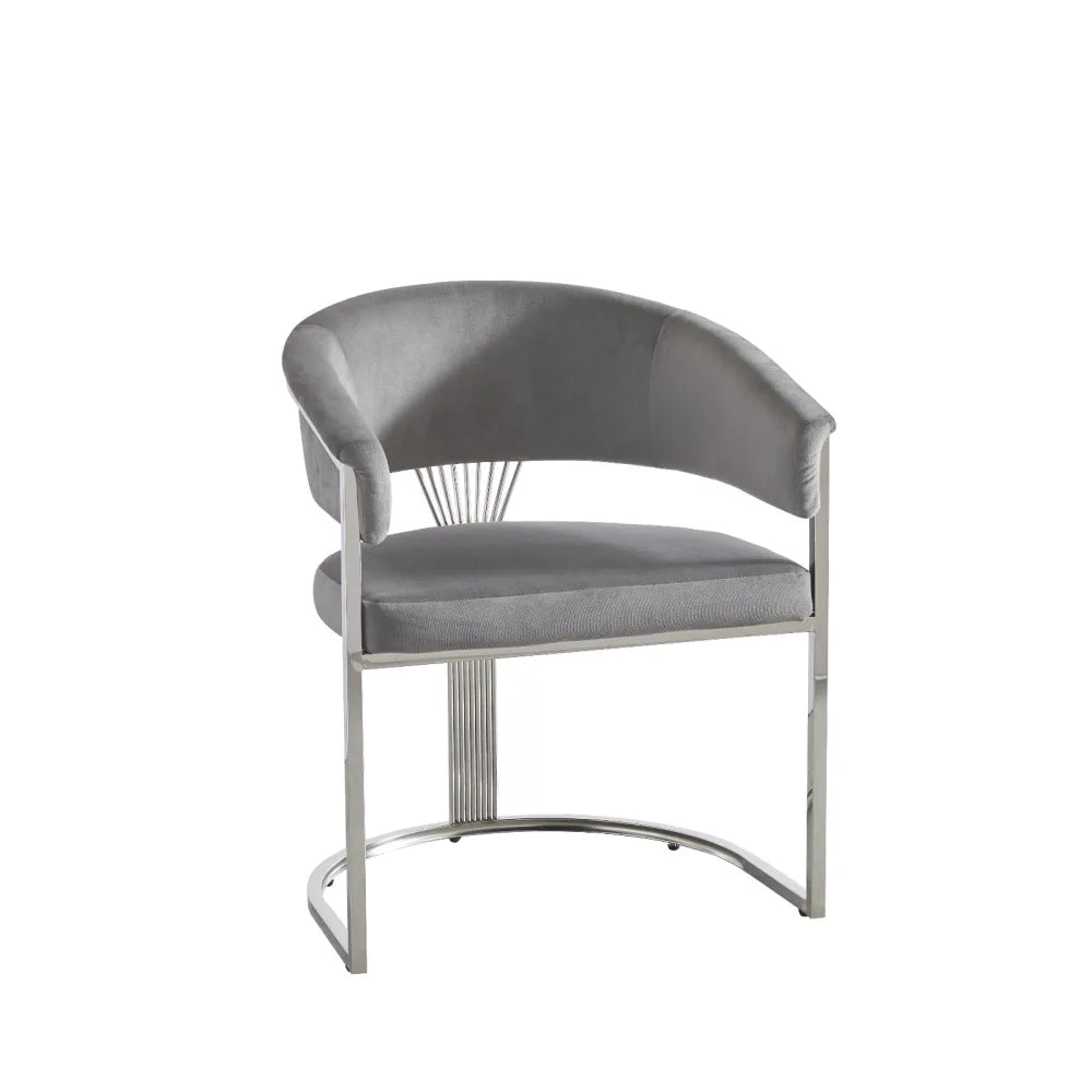 Lot de 2 chaises ANA chrome velours gris