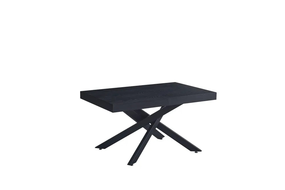 Table à manger extensible BALNI 140 à 220 cm plateau en bois #couleur_noir