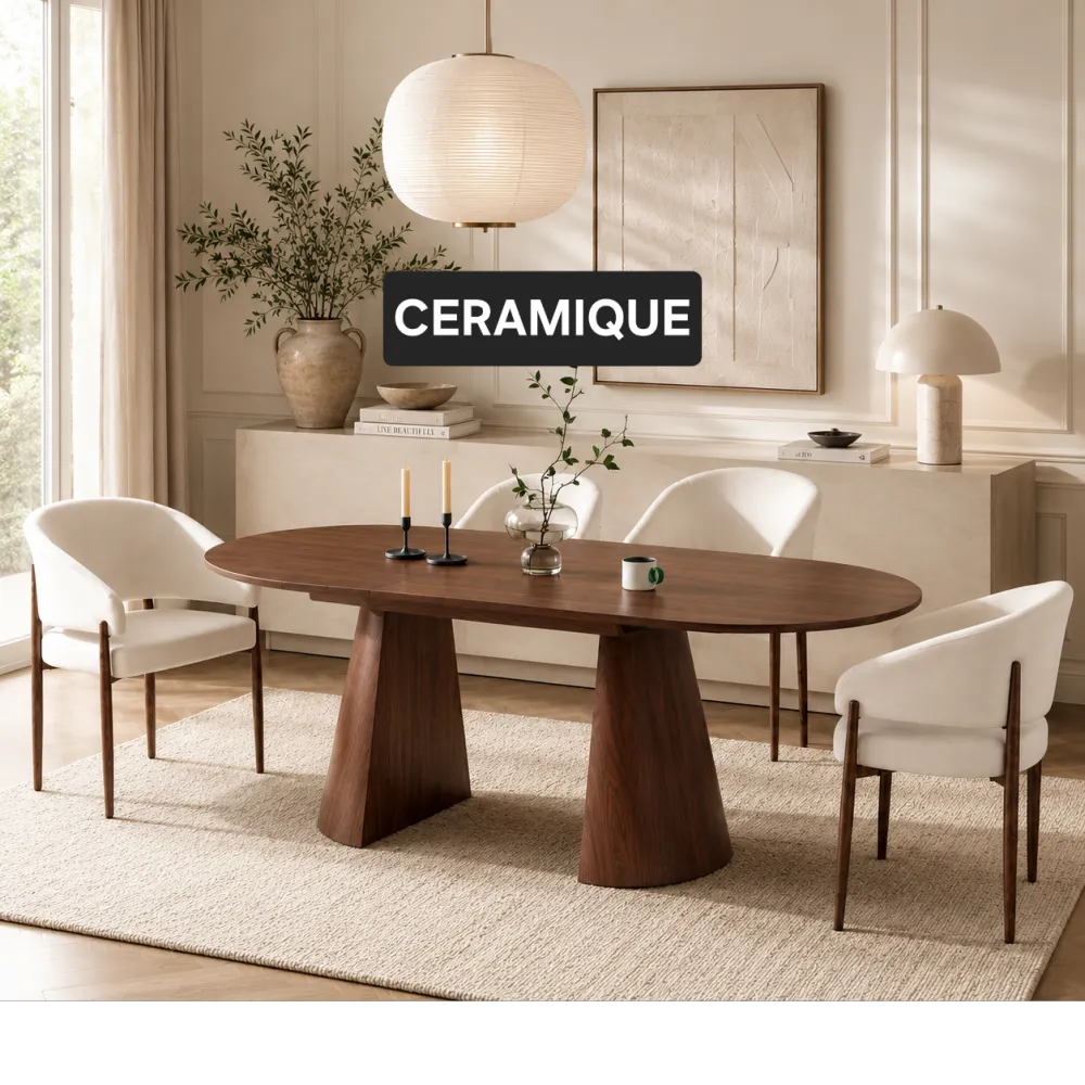 Table à manger extensible PESARO plateau céramique 180 à 220 cm 