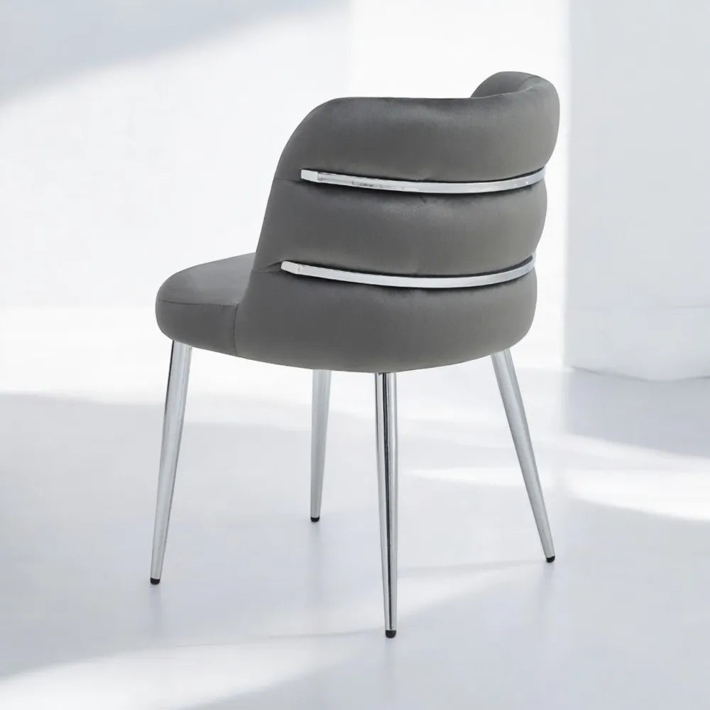 Lot de 4 chaises TANYA pieds chrome gris