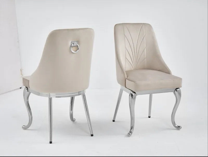 Lot de 2 chaises BAROKA pieds chrome velours #couleur_taupe