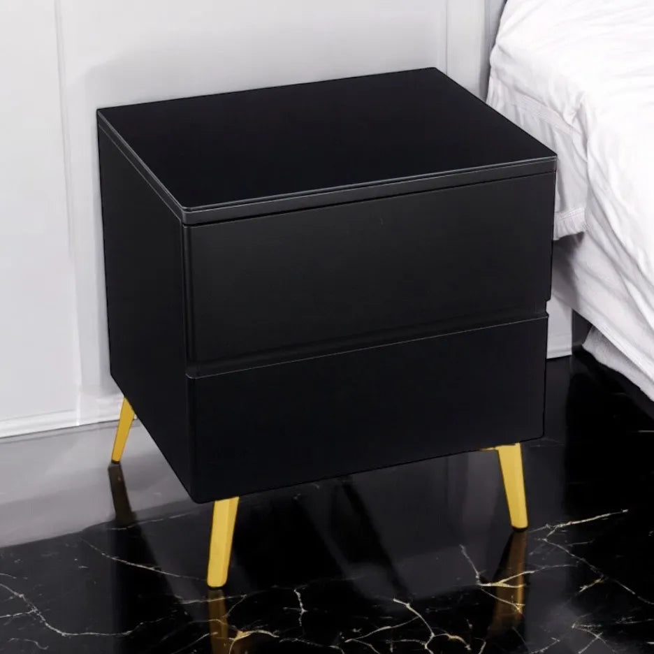 Chevet LYDIA en bois mat pieds gold