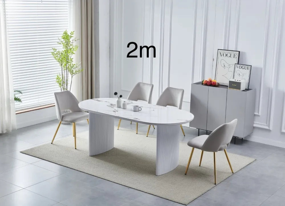 Table à manger JOSEPHINE en céramique 200 cm #couleur_marbre-gris