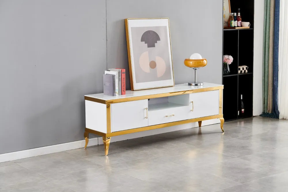 Meuble TV BAROQUE gold avec rangements