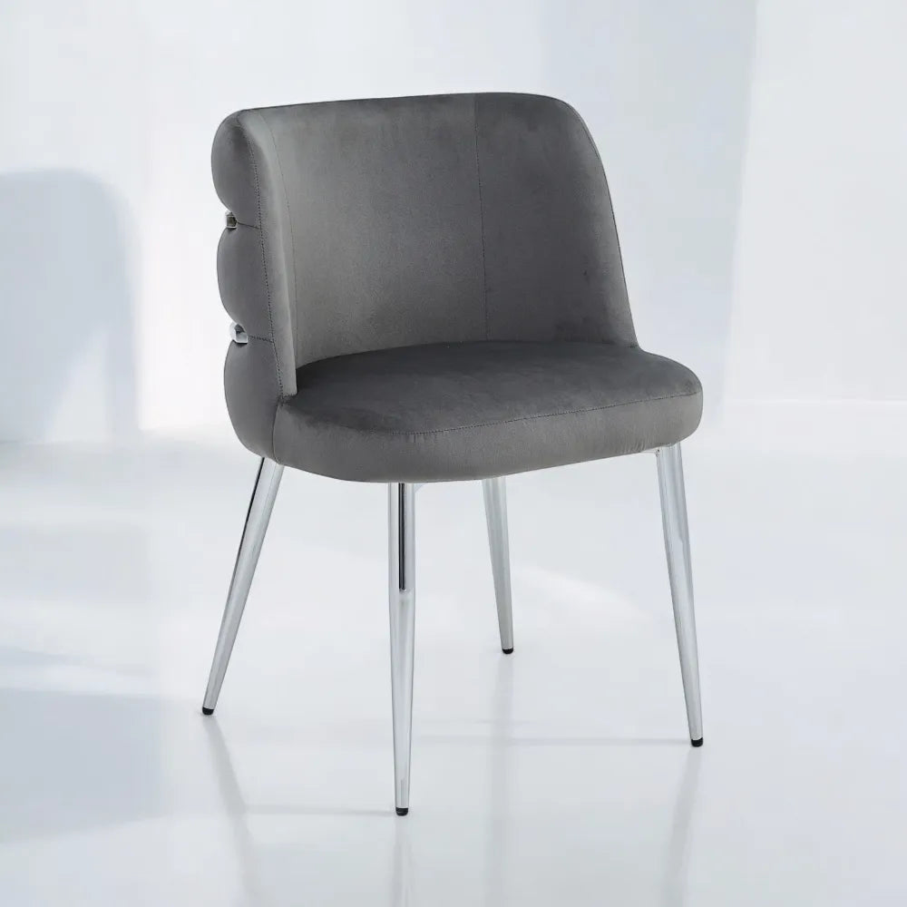 Lot de 4 chaises TANYA pieds chrome gris