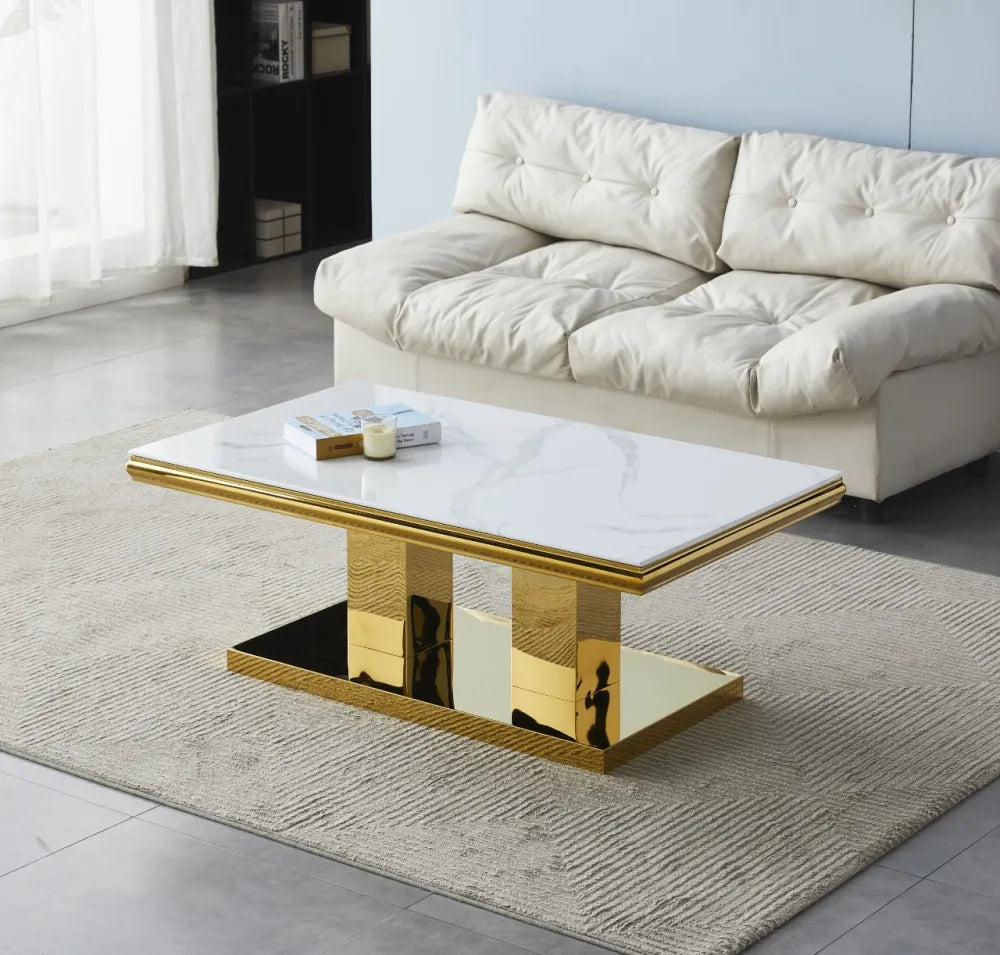 Table basse VERSUS gold #couleur_marbre-blanc