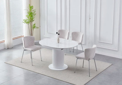 Table à manger extensible SOFIA en céramique marbre blanc 125 à 165 cm 