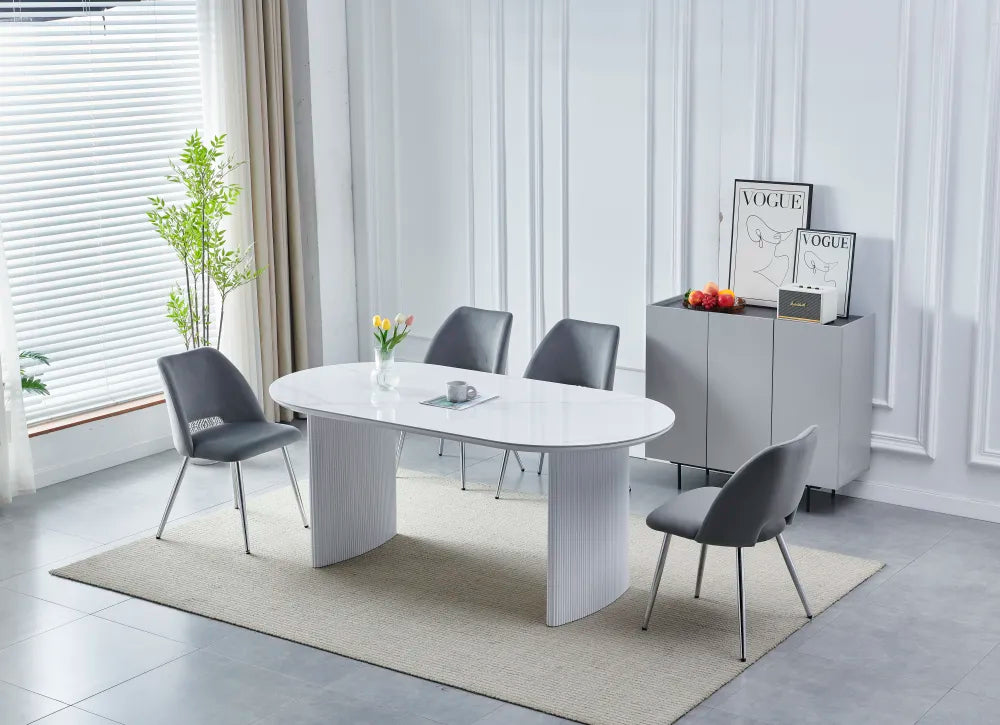 Table à manger JOSEPHINE en céramique #couleur_marbre-blanc