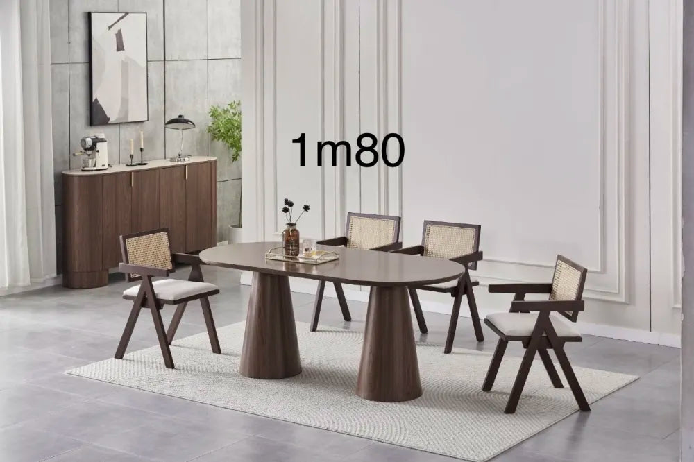 Table à manger ICONE pieds Noyer plateau 180 cm 