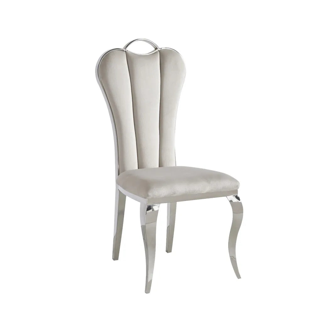 Lot de 4 chaises ALICE pieds chrome velours #couleur_taupe