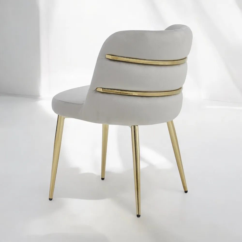Lot de 4 chaises TANYA gold velours taupe