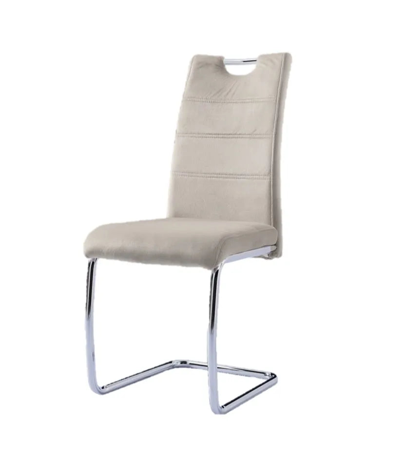 Lot de 6 chaises BESIKTAS pieds chrome velours #couleur_taupe