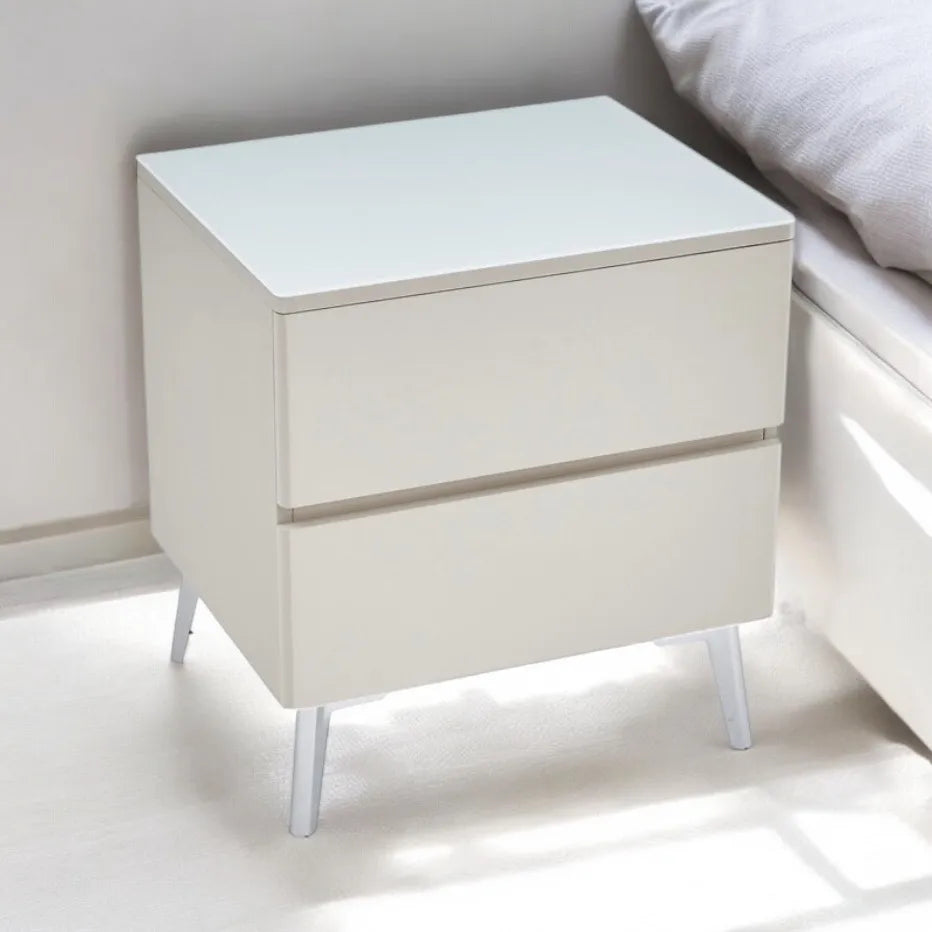 Chevet LYDIA en bois mat pieds chrome