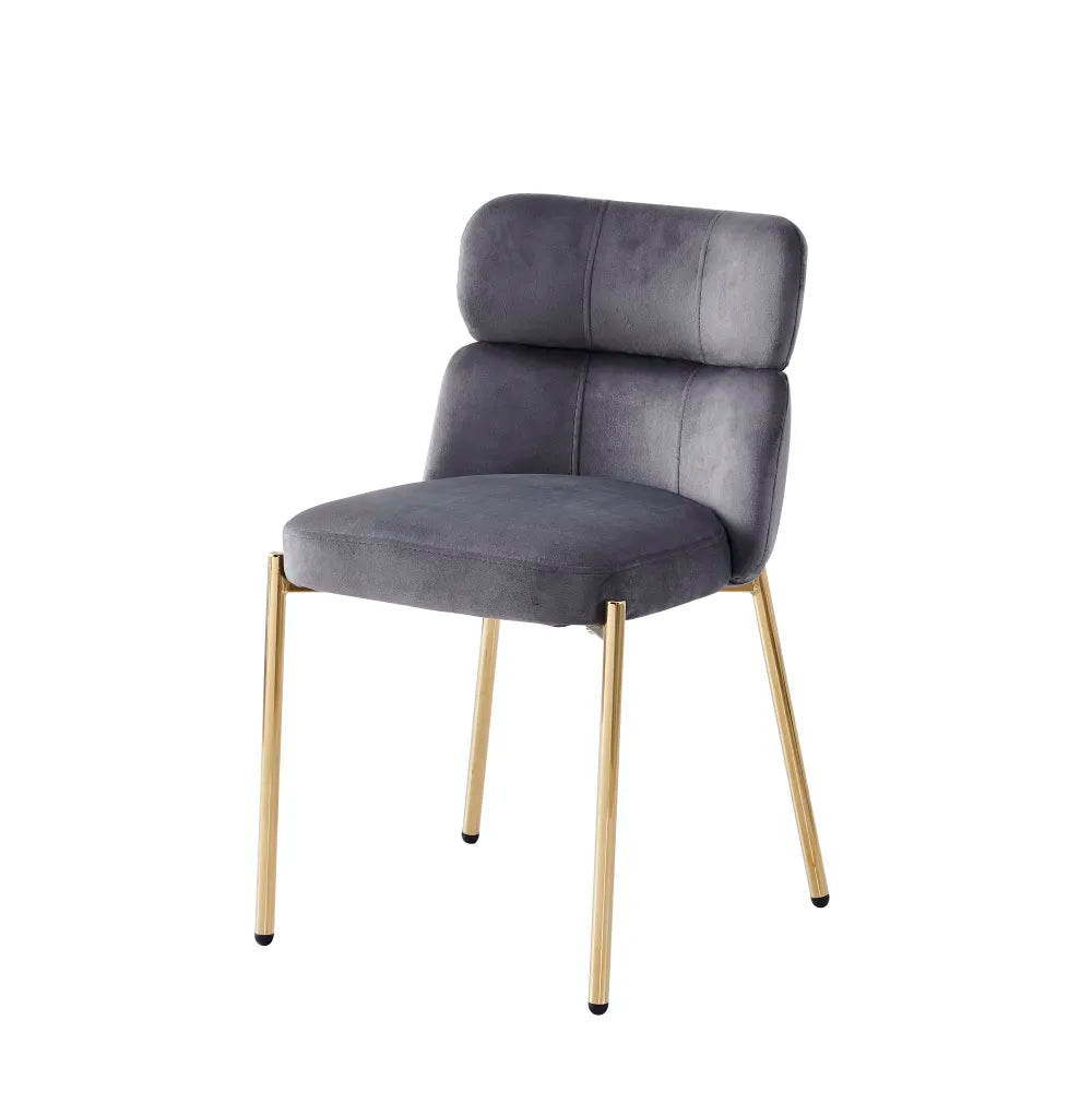 Lot de 4 chaises STEPHANY pieds gold velours #couleur_gris