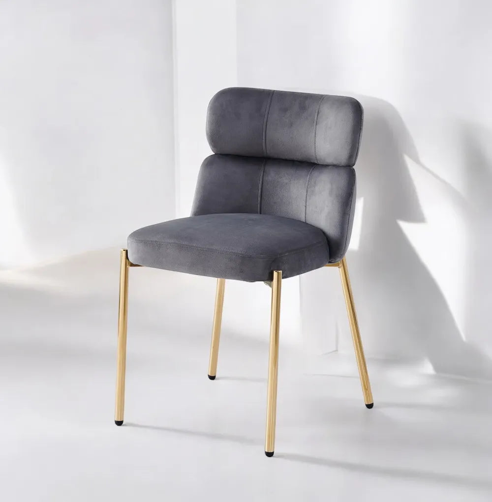 Lot de 4 chaises STEPHANY pieds gold velours #couleur_gris