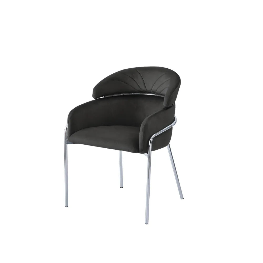 Lot de 4 chaises EMILY pieds chrome velours #couleur_noir