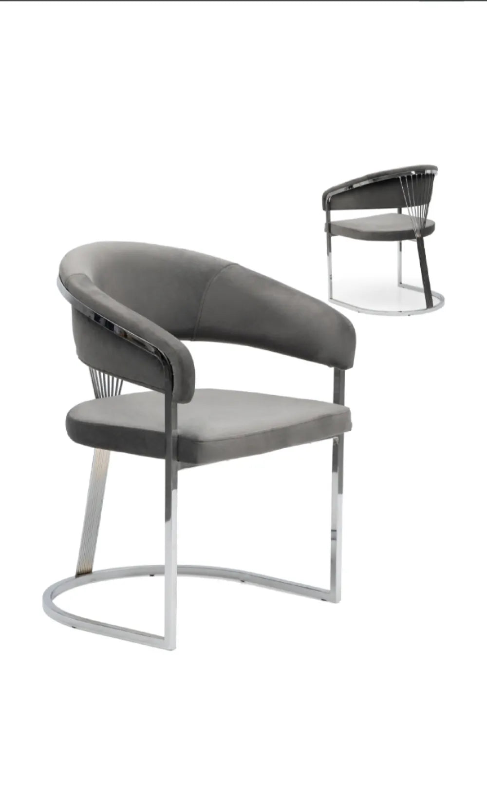 Lot de 2 chaises ANA chrome velours gris