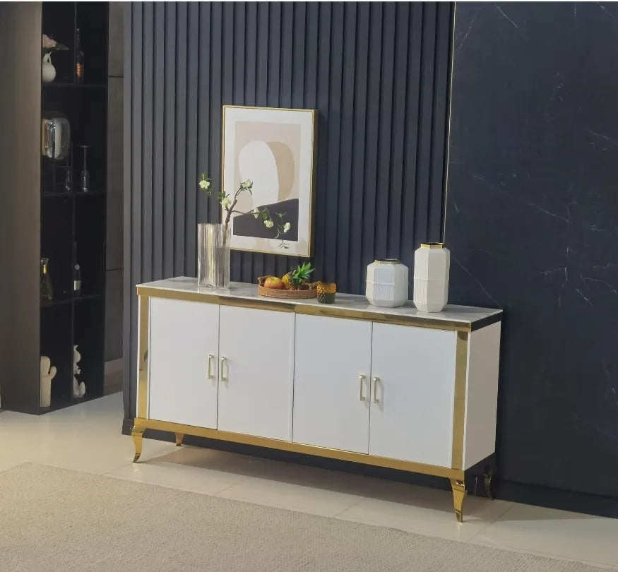 Buffet BAROQUE gold marbre blanc