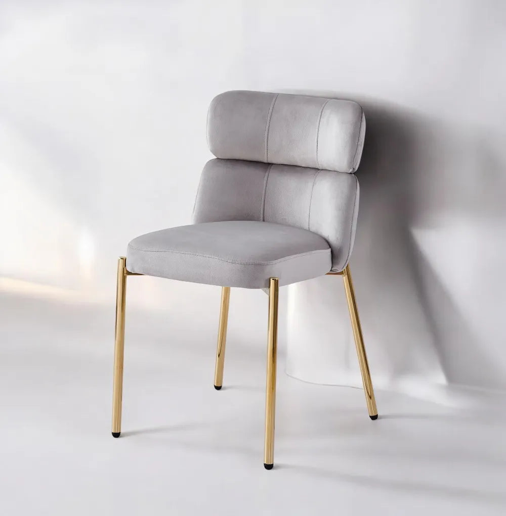 Lot de 4 chaises STEPHANY pieds gold velours #couleur_taupe