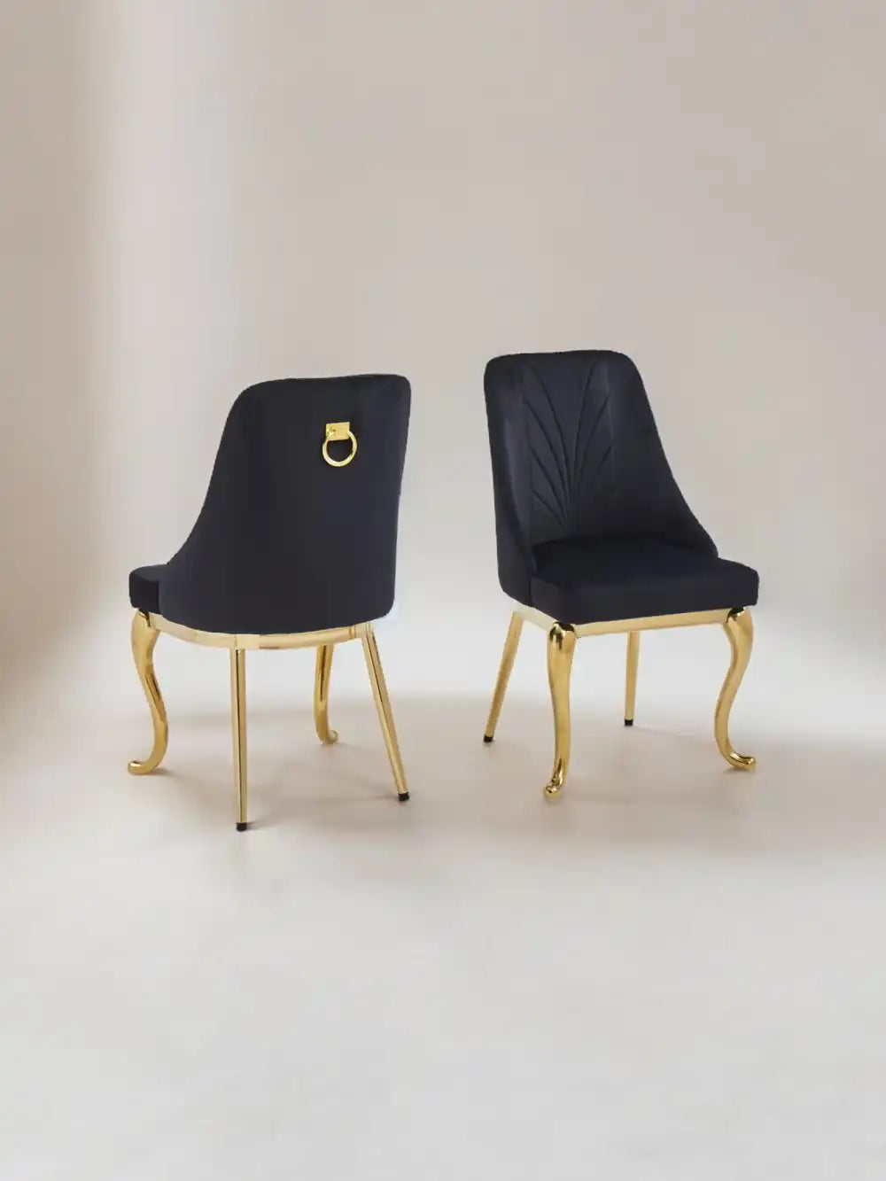 Lot de 2 chaises Baroka pieds gold velours #couleur_noir