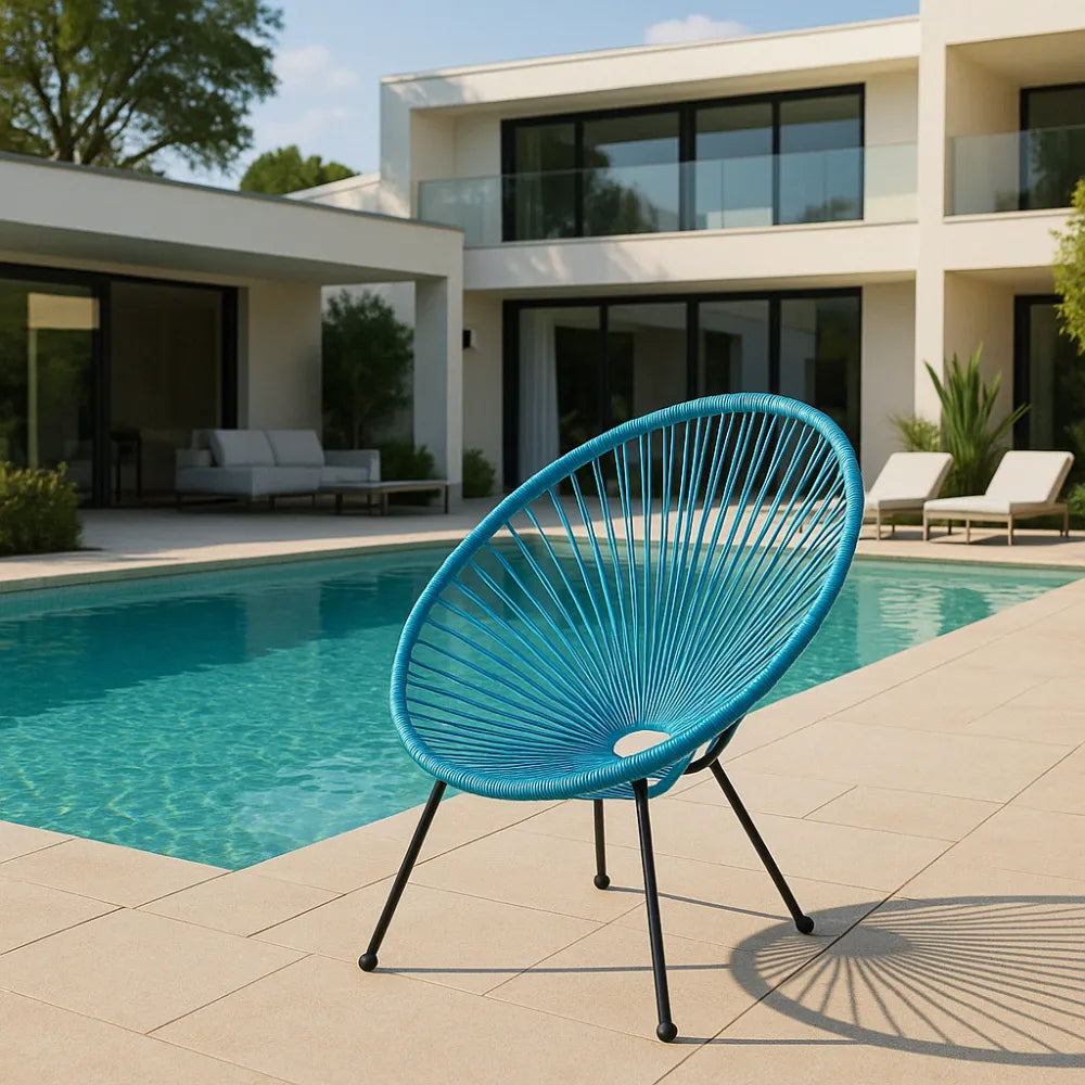Fauteuil d'extérieur ACAPULCO résine et acier #couleur_turquoise