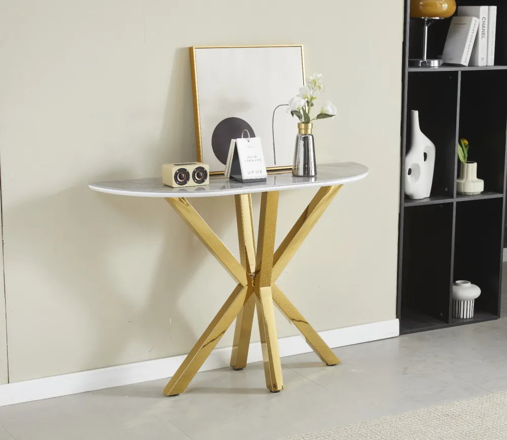 Console céramique OPHELIA gold #couleur_marbre-gris