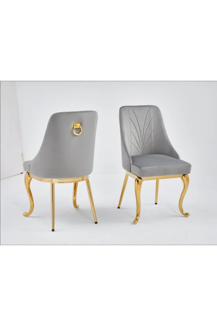Lot de 2 chaises Baroka pieds gold velours #couleur_gris
