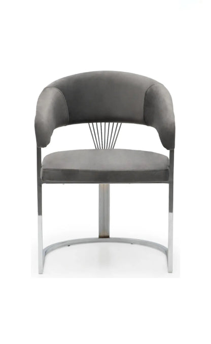 Lot de 2 chaises ANA chrome velours gris