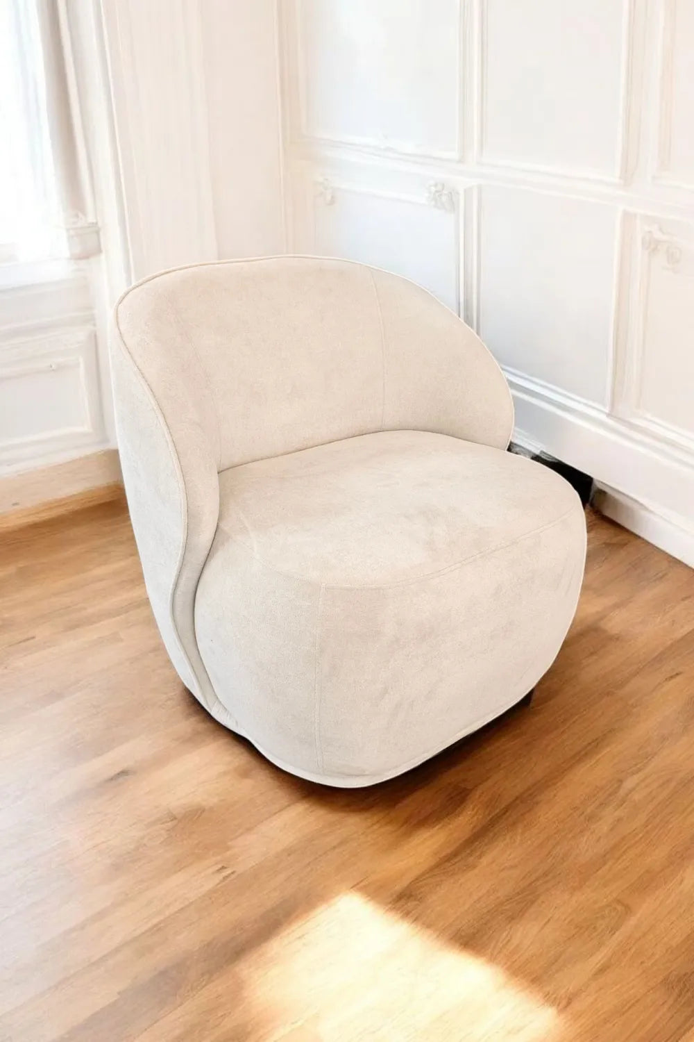 Fauteuil pivotant ELSA en velours Design moderne #couleur_beige