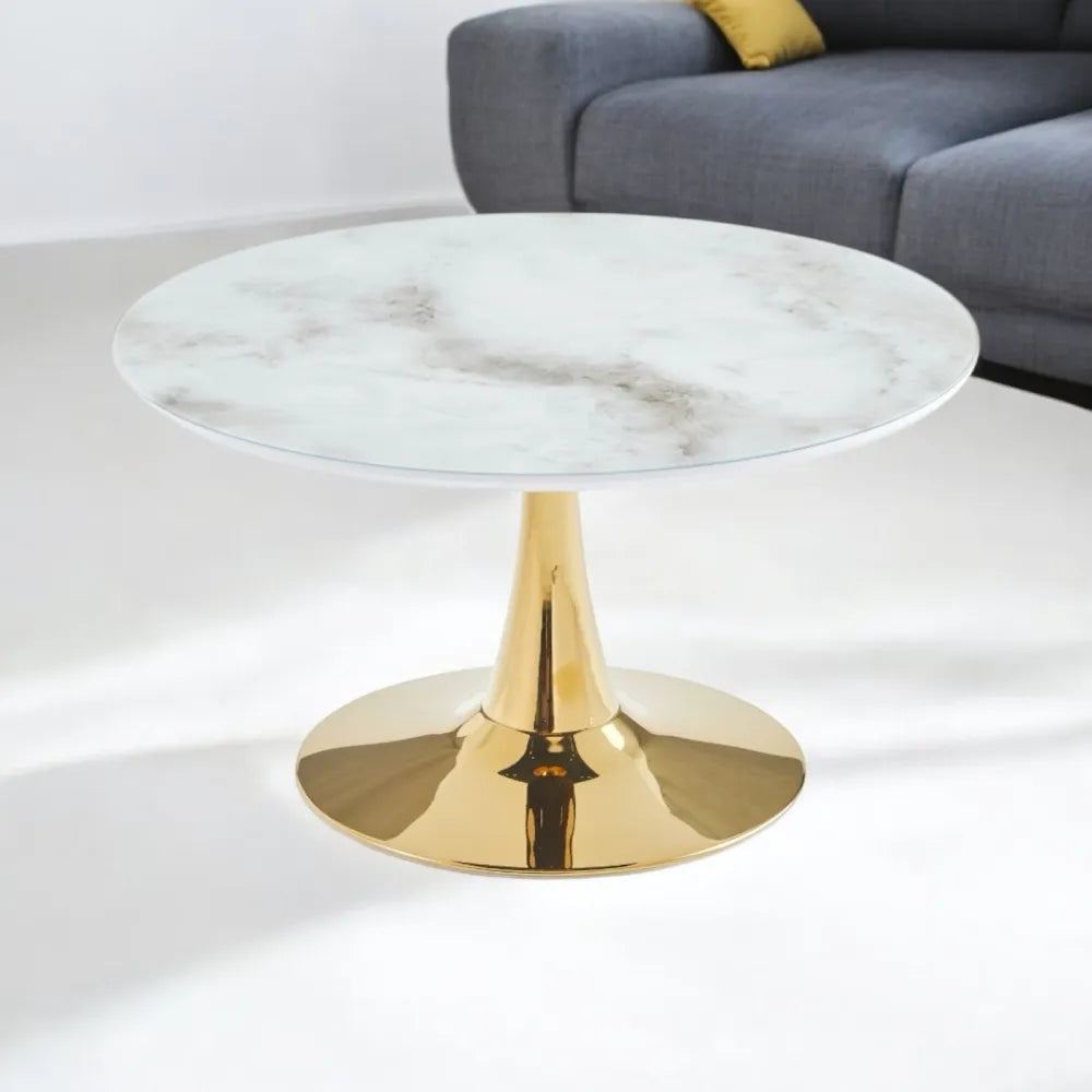 Table basse ronde ROSA marbre blanc 80 cm