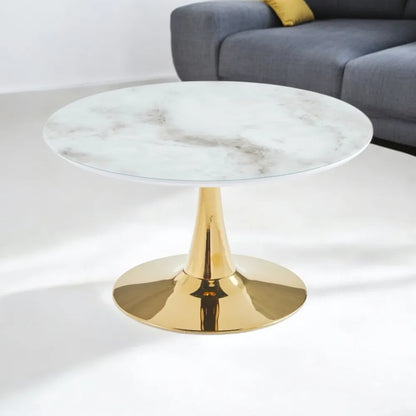 Table basse ronde ROSA marbre blanc 80 cm